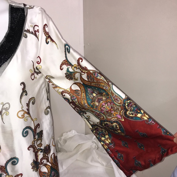 Zara Paisley Print Warm Toned Silky Flowy Dress - Picture 9 of 10